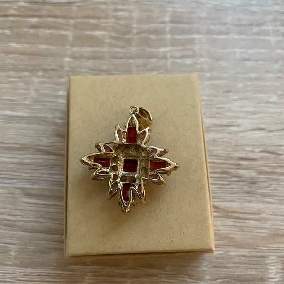 VINTAGE 10K SOLID Yellow Gold STAMPED Garnet Amethyst Citrine Pendant - Picture 5 of 9